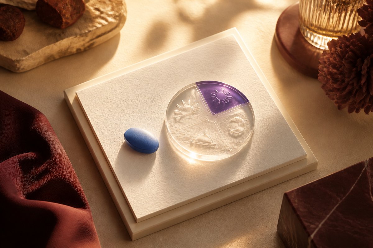 A 50 mg sildenafil tablet after a light plate